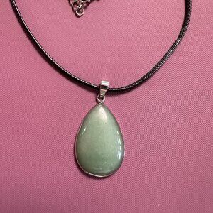 Green Aventurine Necklace Pendant in Silver Bezel Setting